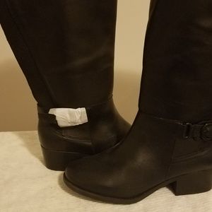 10 Wide Black Leather Riding Boot